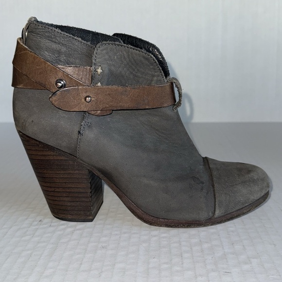 Rag & Bone Harrow Gray With Brown Strap Leather Bootie - Picture 5 of 9